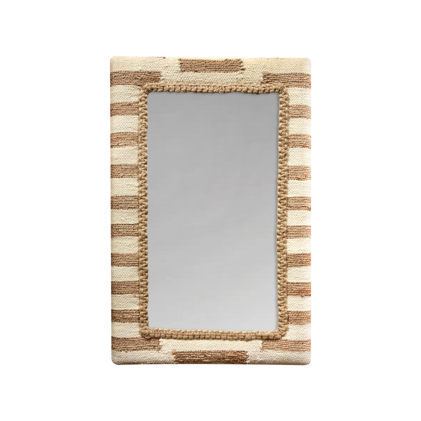 DJEBEL WALL MIRROR - NATURAL/IVORY - HAND WOVEN - WOOL & MDF