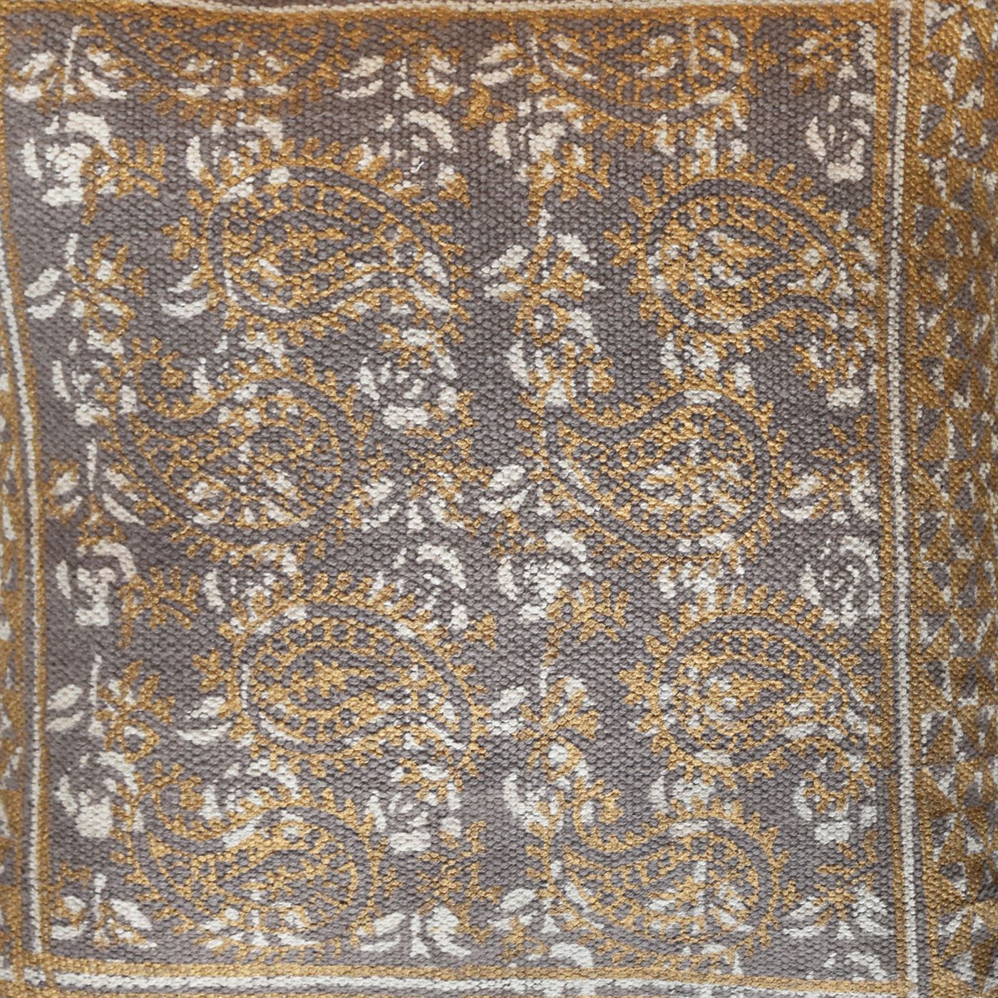 Domelo Pillow, Cotton, Printed, Taupe, Gold, Pitloom, Flat Weave
