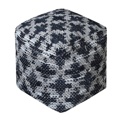 Donard Pouf, Leather, Cotton Rag, Taupe, Pitloom, Flat Weave