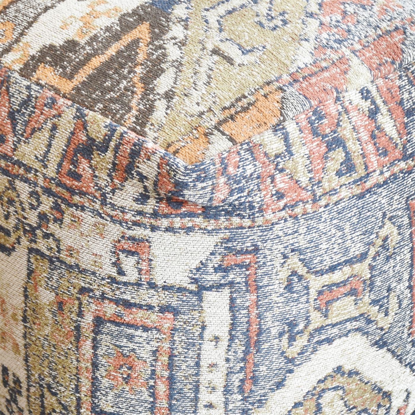 Dufex Pouf, Cotton Chenille, Multi, Jaquard Durry, Flat Weave