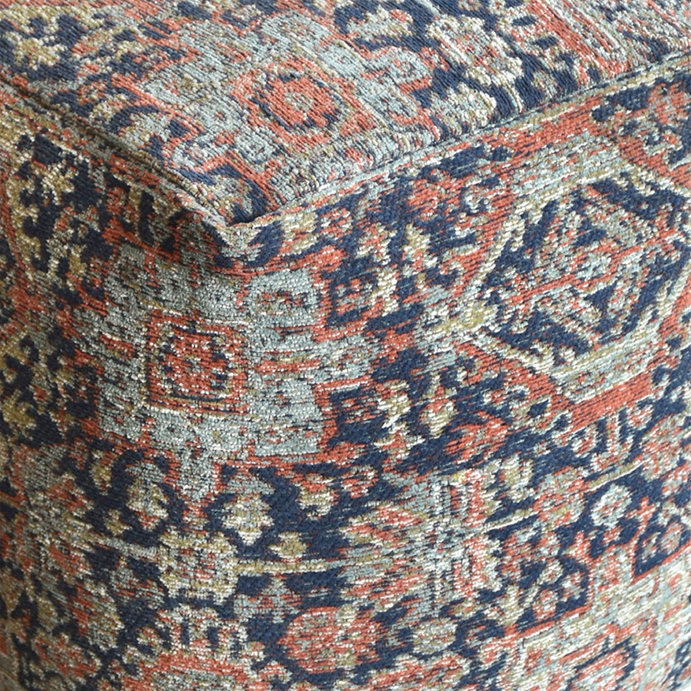 Edisto Pouf, Cotton Chenille, Multi, Jaquard Durry, Flat Weave