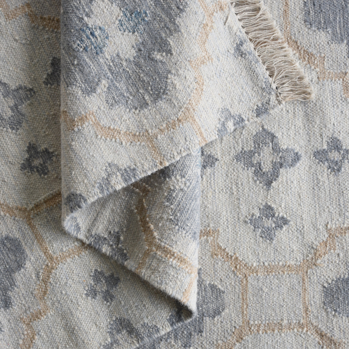 EMBERORIA RUG - IVORY/BEIGE/BLUE - PUNJA KELIM - WOOL