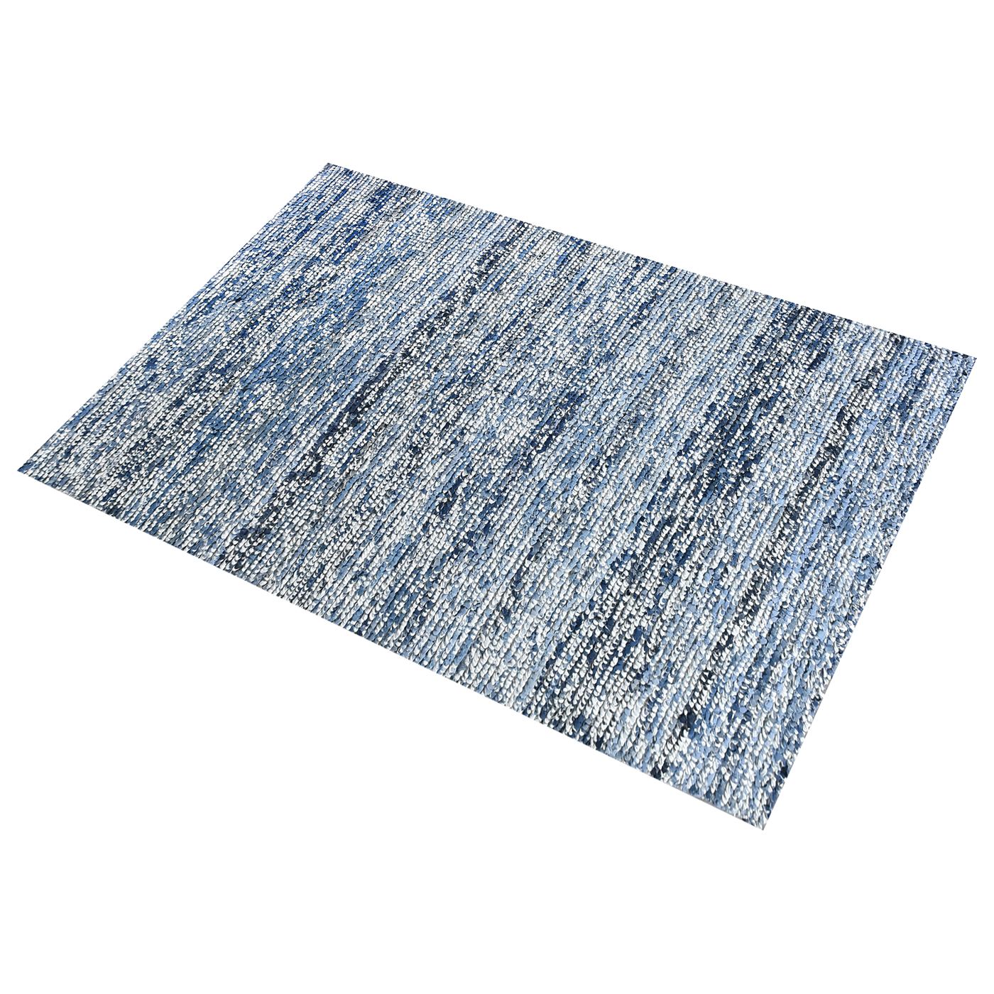 Area Rug, Bedroom Rug, Living Room Rug, Living Area Rug, Indian Rug, Office Carpet, Office Rug, Shop Rug Online, Denim, Cotton, Blue, Natural White, Pitloom, All Loop, stripe 