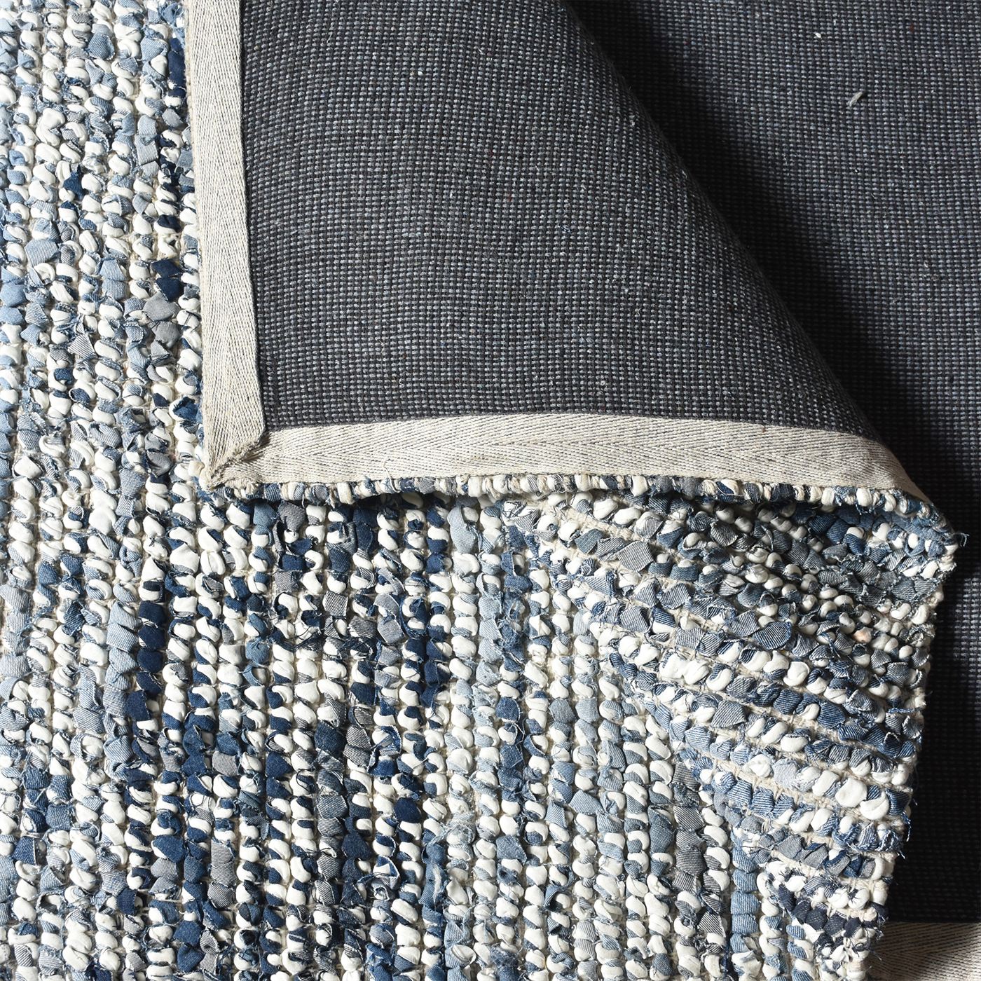 Area Rug, Bedroom Rug, Living Room Rug, Living Area Rug, Indian Rug, Office Carpet, Office Rug, Shop Rug Online, Denim, Cotton, Blue, Natural White, Pitloom, All Loop, stripe