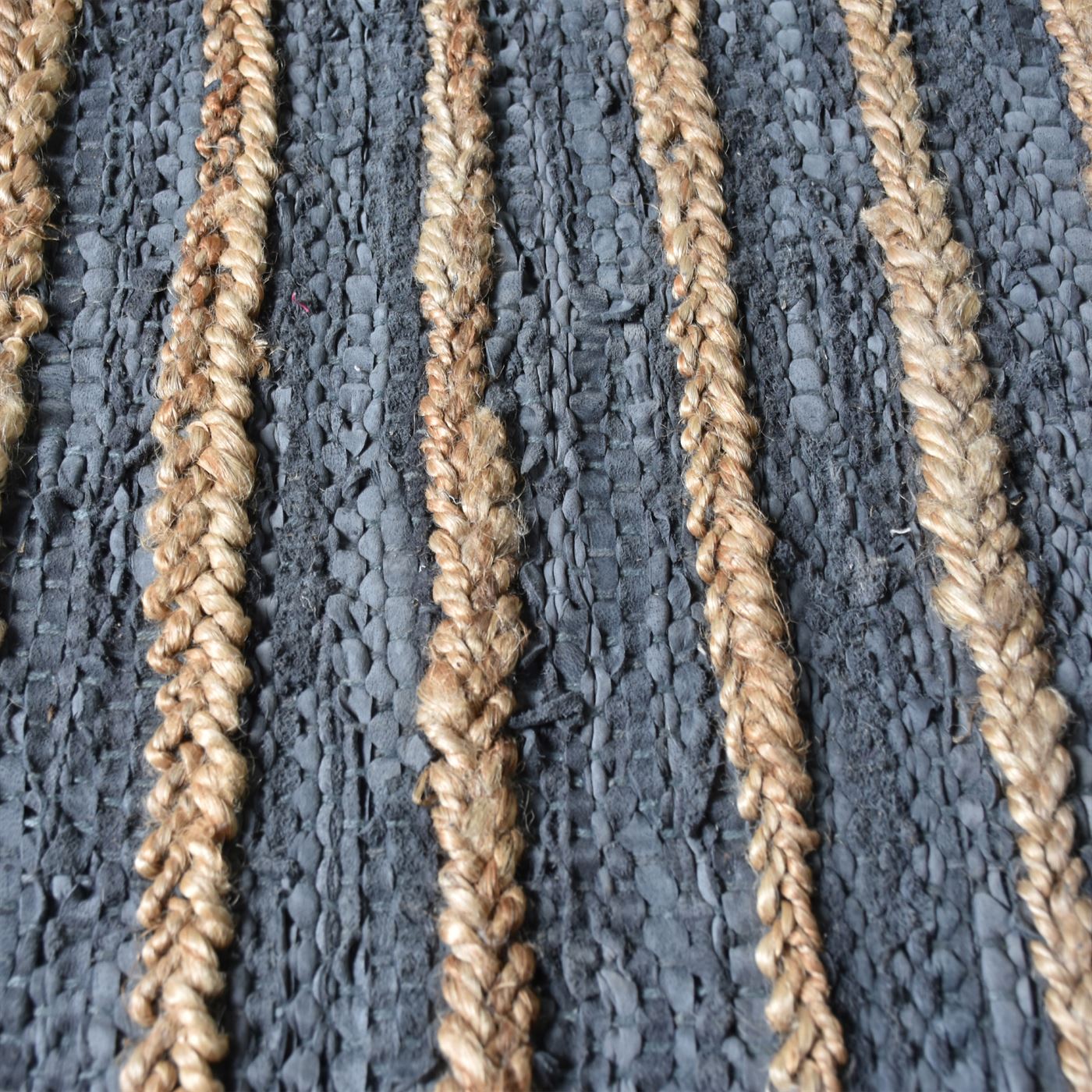 Area Rug, Bedroom Rug, Living Room Rug, Living Area Rug, Indian Rug, Office Carpet, Office Rug, Shop Rug Online, Hemp, Leather, Dark Grey, Pitloom, Flat Weave, Stripes