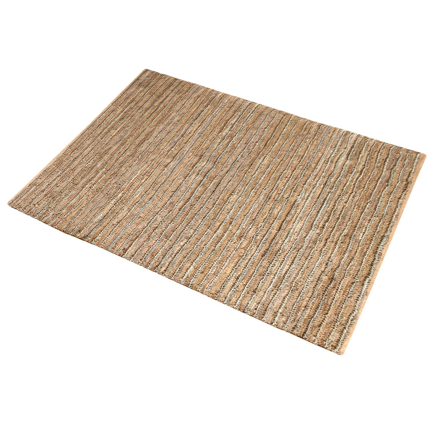 Area Rug, Bedroom Rug, Living Room Rug, Living Area Rug, Indian Rug, Office Carpet, Office Rug, Shop Rug Online, Hemp, Leather, Tan, Pitloom, Flat Weave, Stripes