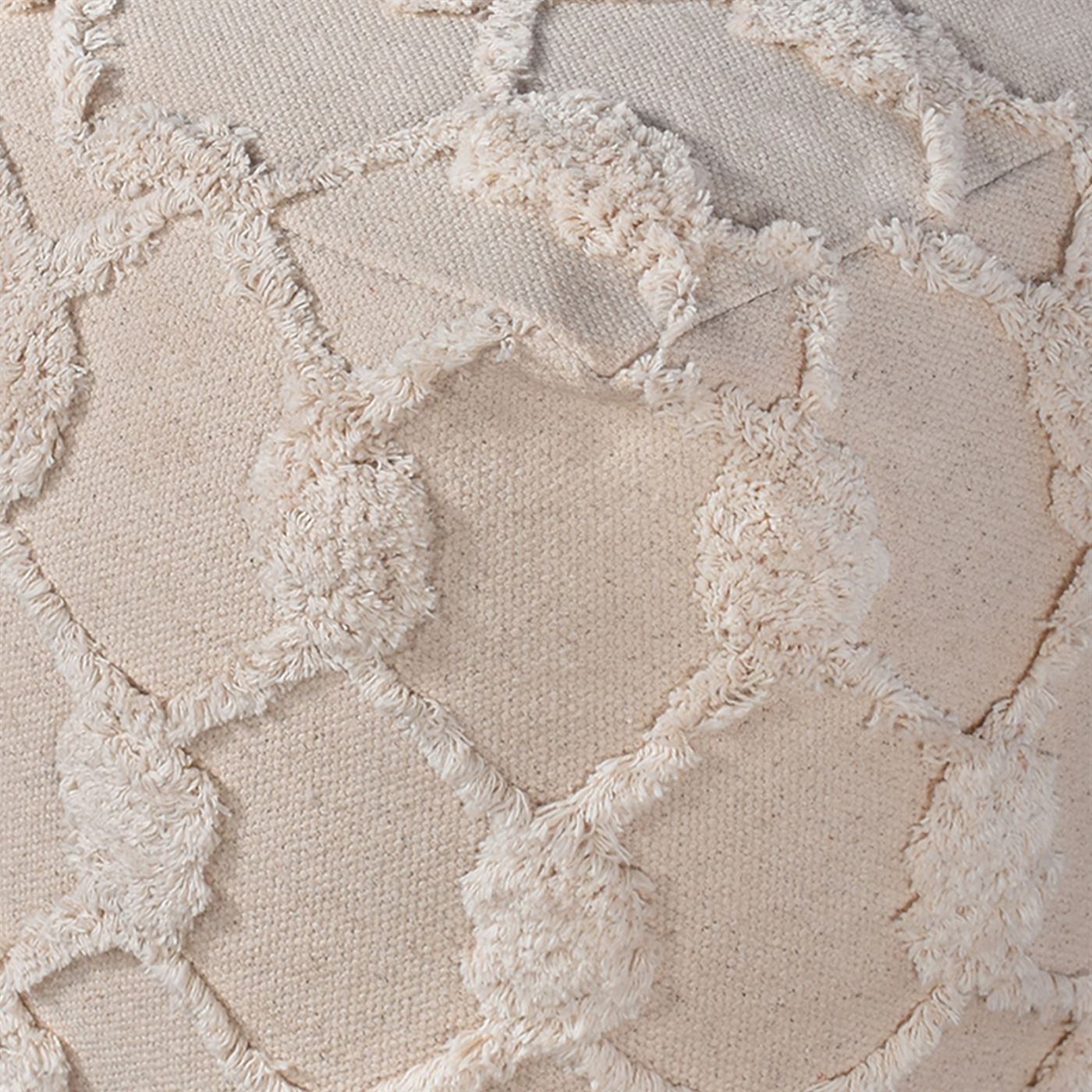 Fayanna Pouf, Cotton, Natural White, Bm Sn, All Cut