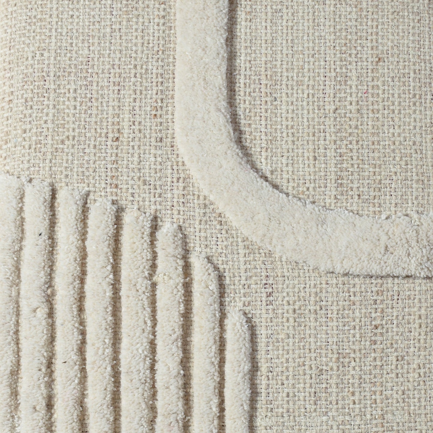 FLOORAN WALL ART AND FENIXIN WALL ART - BEIGE/IVORY- HAND WOVEN / OVER TUFTED - WOOL & MDF