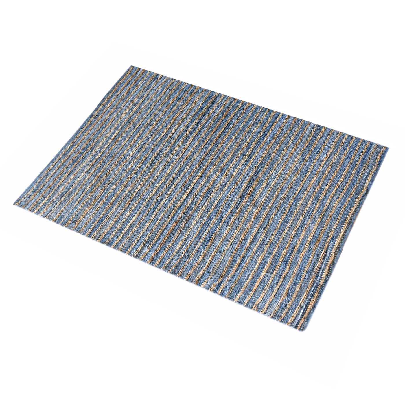 Area Rug, Bedroom Rug, Living Room Rug, Living Area Rug, Indian Rug, Office Carpet, Office Rug, Shop Rug Online, Denim, Hemp, Blue, Natural, Pitloom, Flat Weave, Stripes