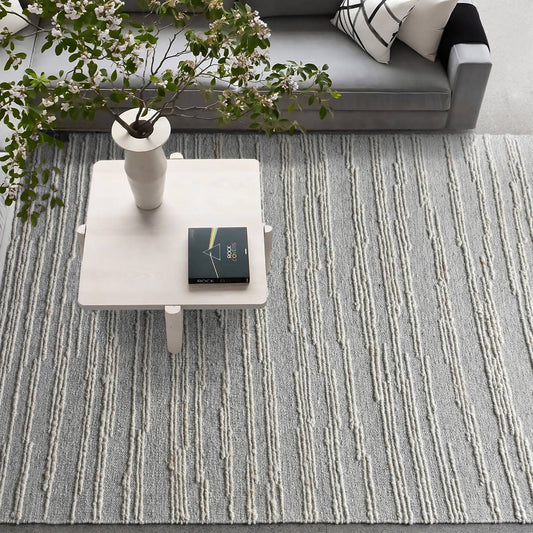 Area Rug, Bedroom Rug, Living Room Rug, Living Area Rug, Indian Rug, Office Carpet, Office Rug, Shop Rug Online, Grey, Natural White , Wool, Hand Knotted , Handknotted, Flat Weave, Intricate
