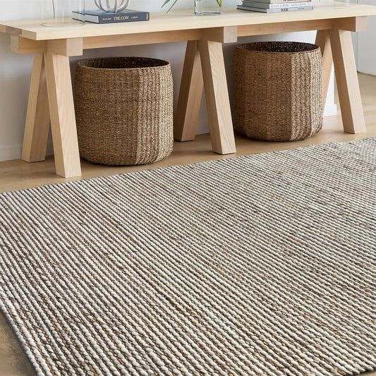 Area Rug, Bedroom Rug, Living Room Rug, Living Area Rug, Indian Rug, Office Carpet, Office Rug, Shop Rug Online, Natural White, Natural , Jute, Wool , Hand Woven , Pitloom, Flat Weave, Textured 