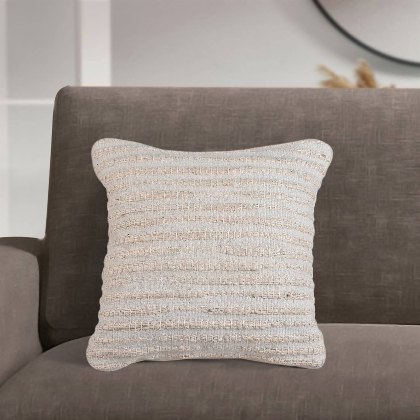 Graclosa Cushion, 45x45 cm, Natural White, Jute, Hand Woven, Pitloom, Flat Weave