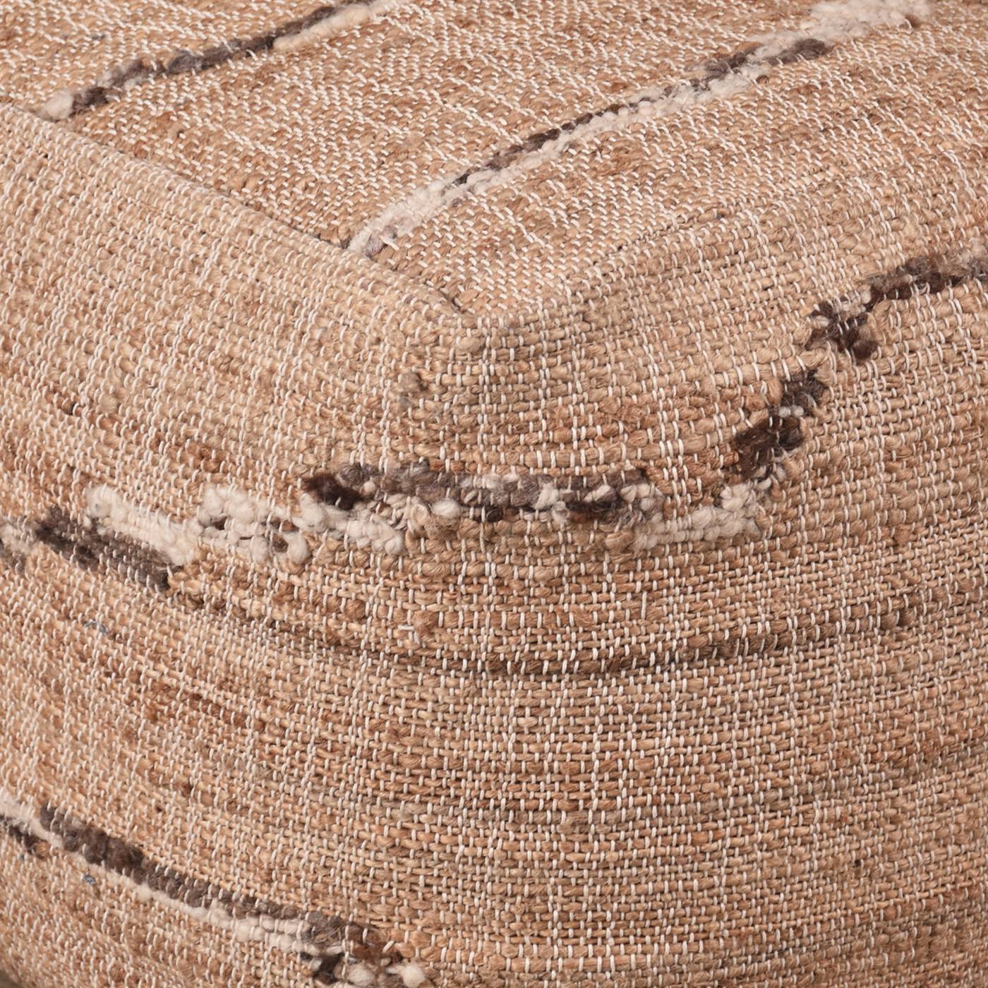Grebe Pouf, 40x40x40 cm, Natural, Brown, Jute, Wool, Hand Woven, Pitloom, Flat Weave