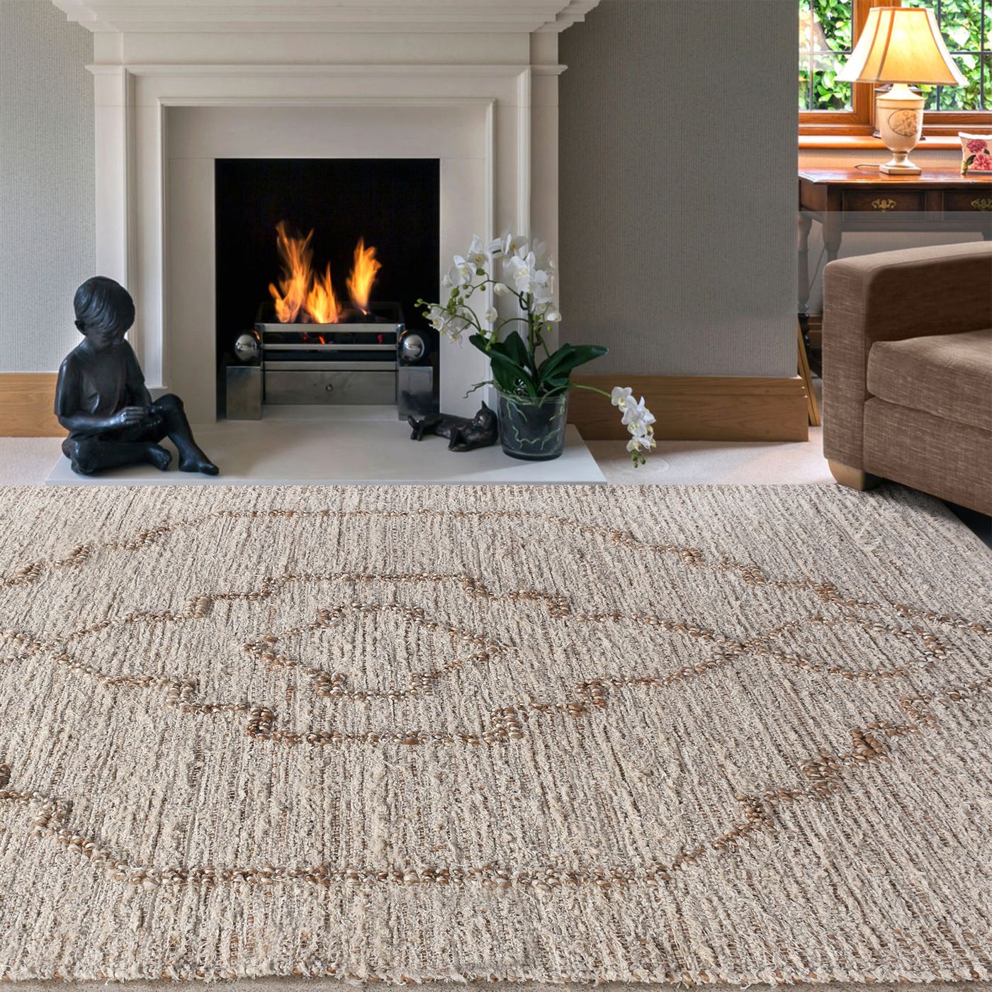 Area Rug, Bedroom Rug, Living Room Rug, Living Area Rug, Indian Rug, Office Carpet, Office Rug, Shop Rug Online, Jute, Cotton, Natural White, Natural, Pitloom, All Loop, Geometrical