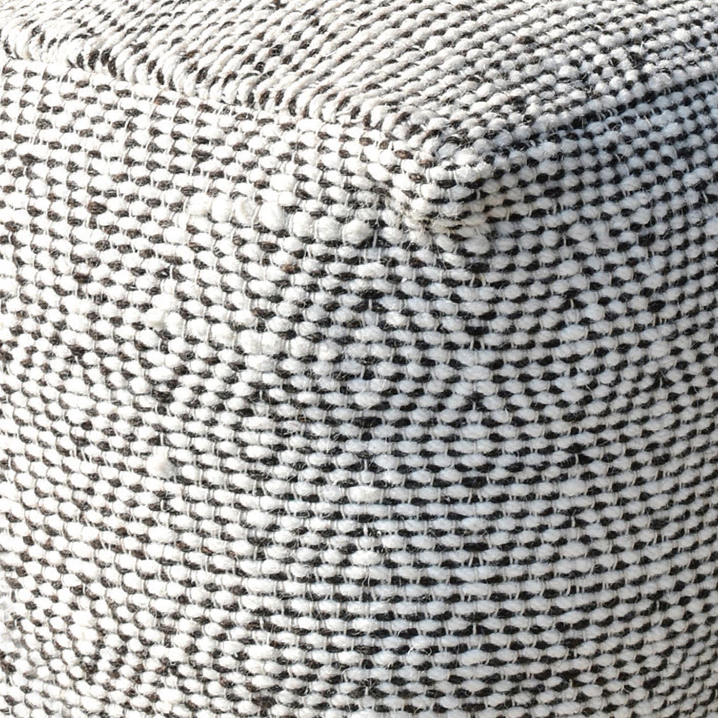Hartney Pouf, Wool, Natural White, Charcoal, Pitloom, Flat Weave