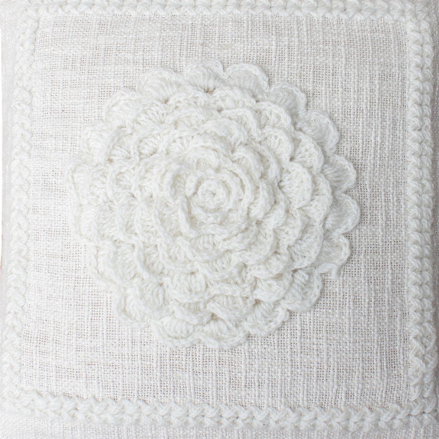 Hayees Cushion, Cotton, Nz Wool, Natural White, Hm Stitching, Flat Weave