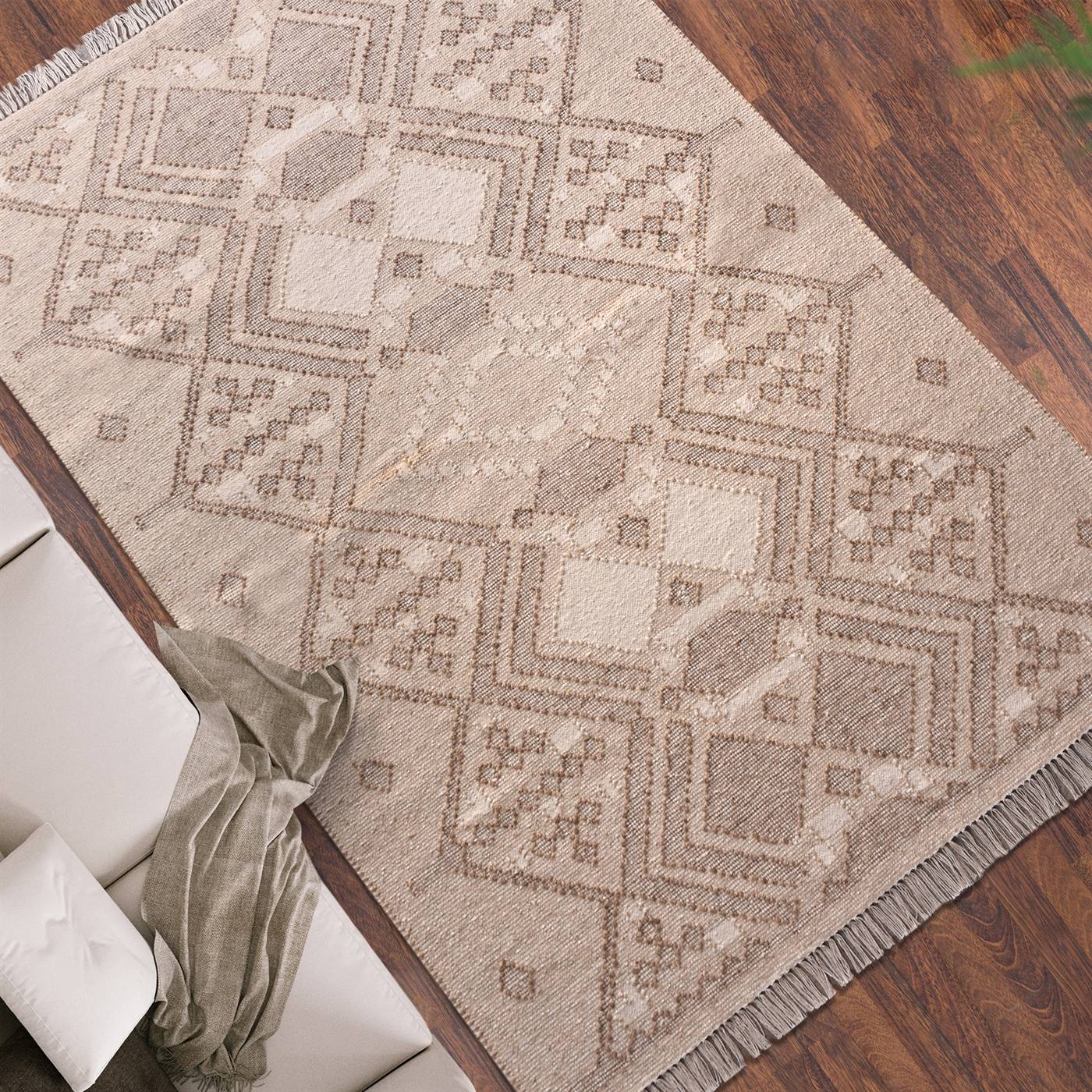 Area Rug, Bedroom Rug, Living Room Rug, Living Area Rug, Indian Rug, Office Carpet, Office Rug, Shop Rug Online, Natural White, Beige , Wool, Punja Kelim , Punja, Flat Weave, Intricate