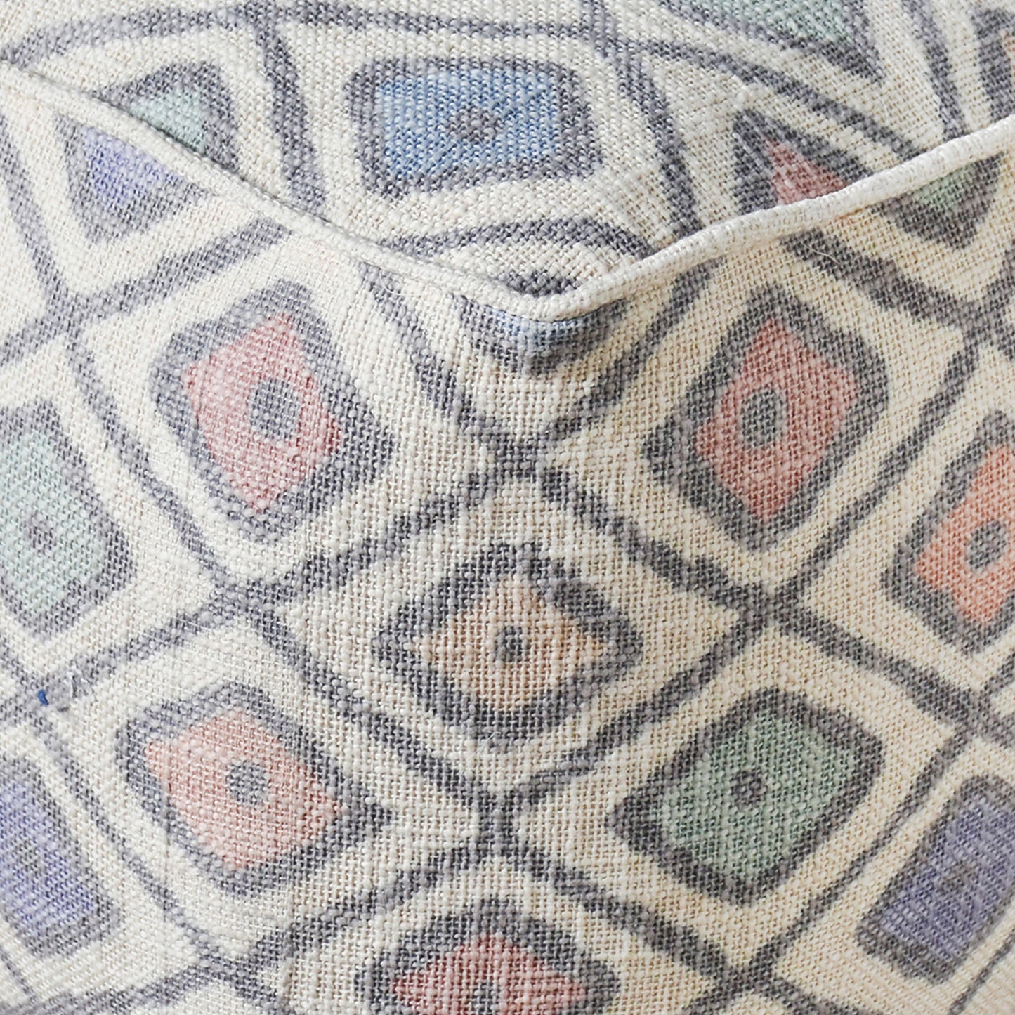 Ikeda Pouf, Cotton, Multi, Hand woven, Flat Weave