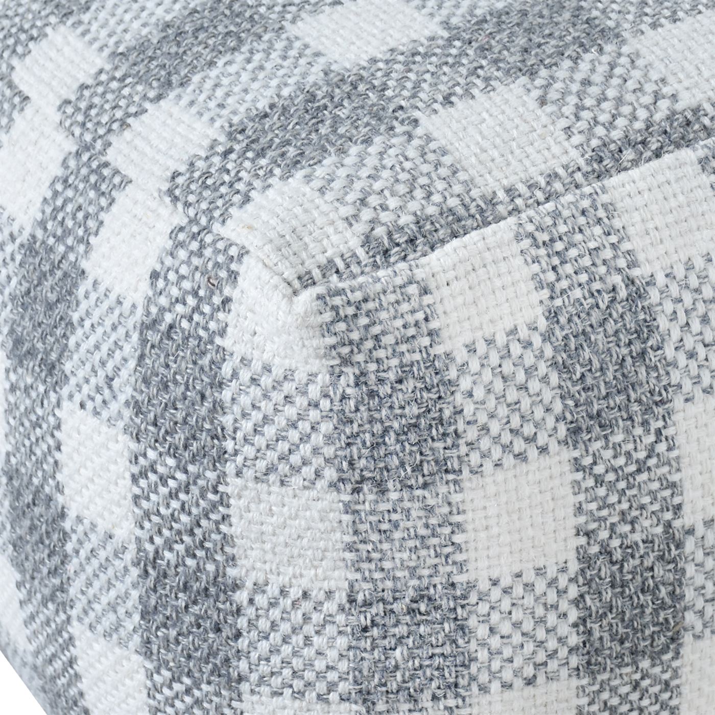 Jade Pouf, Wool, Natural White, Grey, Hand woven, Flat Weave
