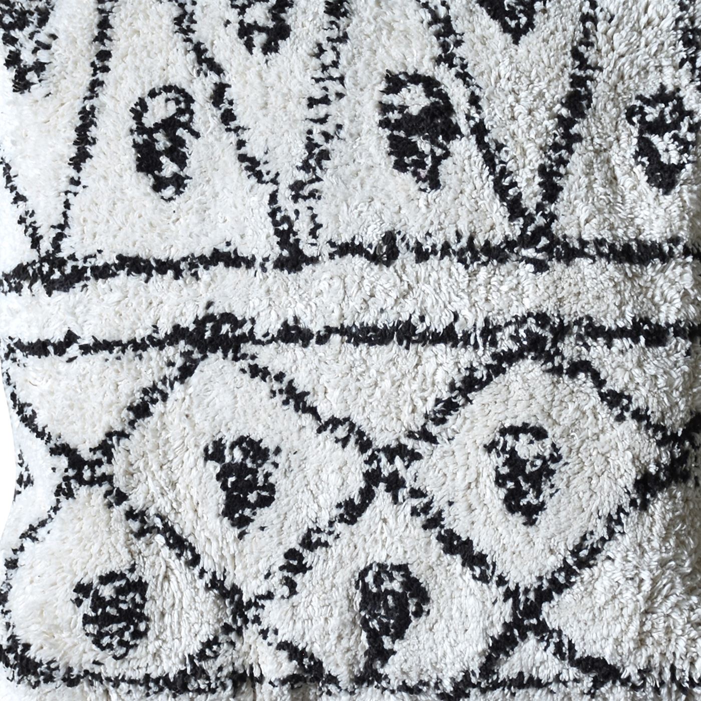 Jemaa Pillow, Cotton, Natural White, Charcoal, Bm Fn, All Cut