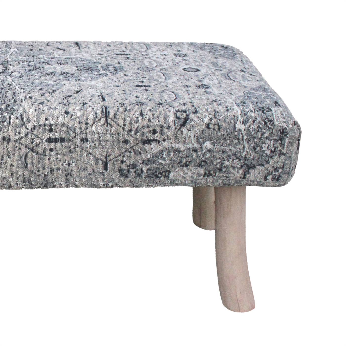 Jerdon Bench, 120x40x50 cm, Grey, Cotton Chenille, Jacquard Woven, Jaquard Durry, Flat Weave