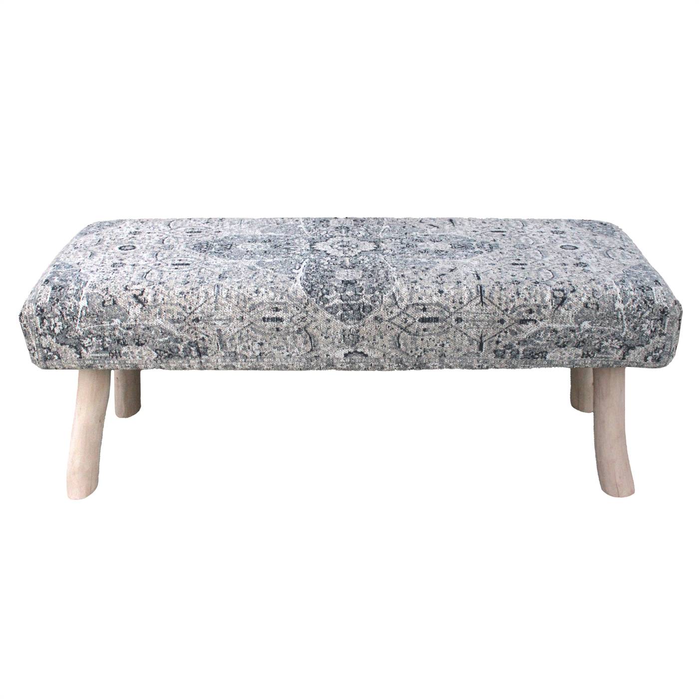 Jerdon Bench, 120x40x50 cm, Grey, Cotton Chenille, Jacquard Woven, Jaquard Durry, Flat Weave