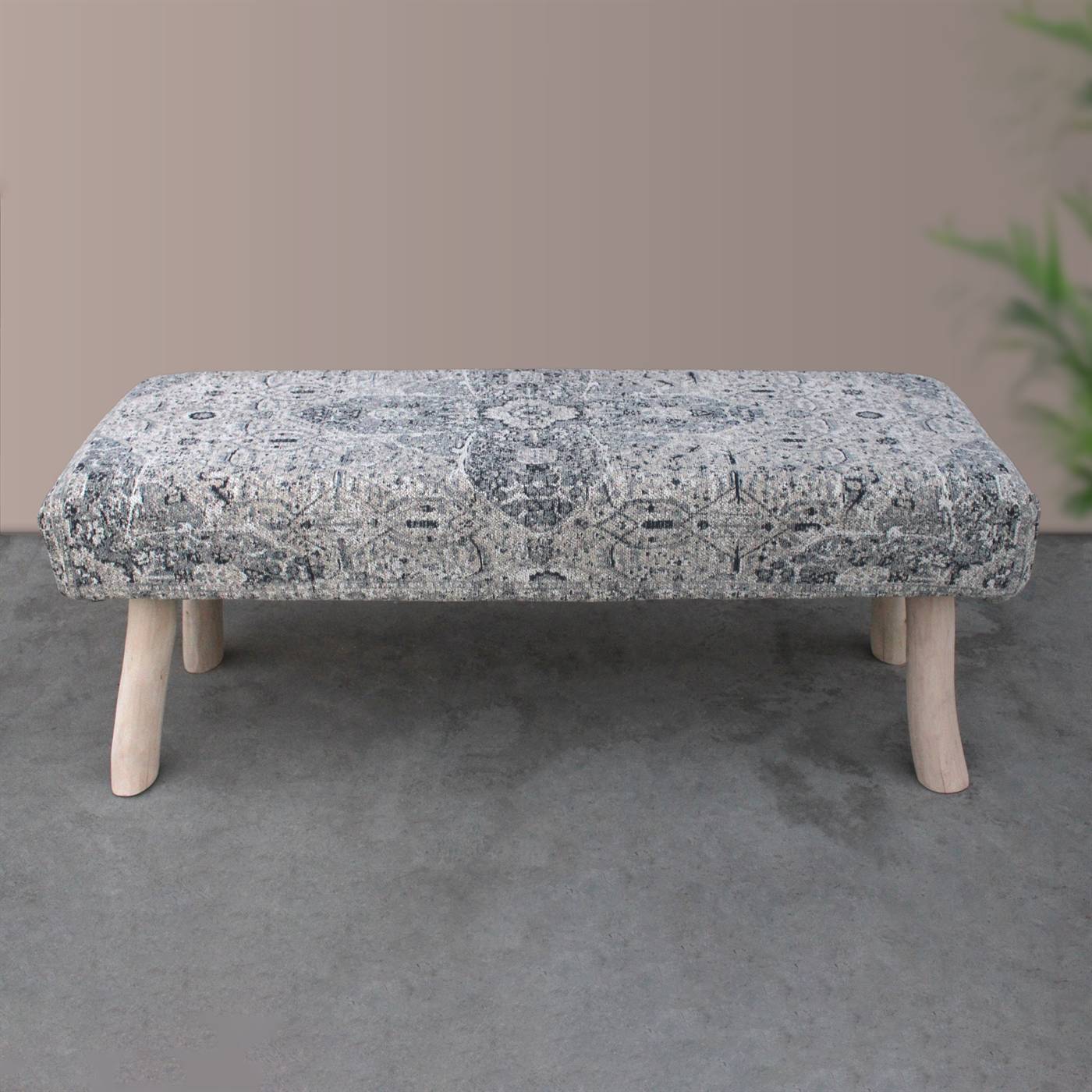 Jerdon Bench, 120x40x50 cm, Grey, Cotton Chenille, Jacquard Woven, Jaquard Durry, Flat Weave