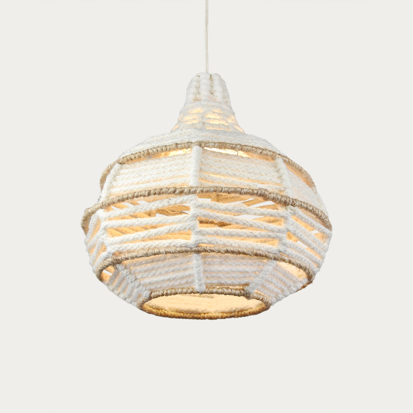 JUNQUEIR LAMP - IVORY/NATURAL - HAND MADE - WOOL + JUTE