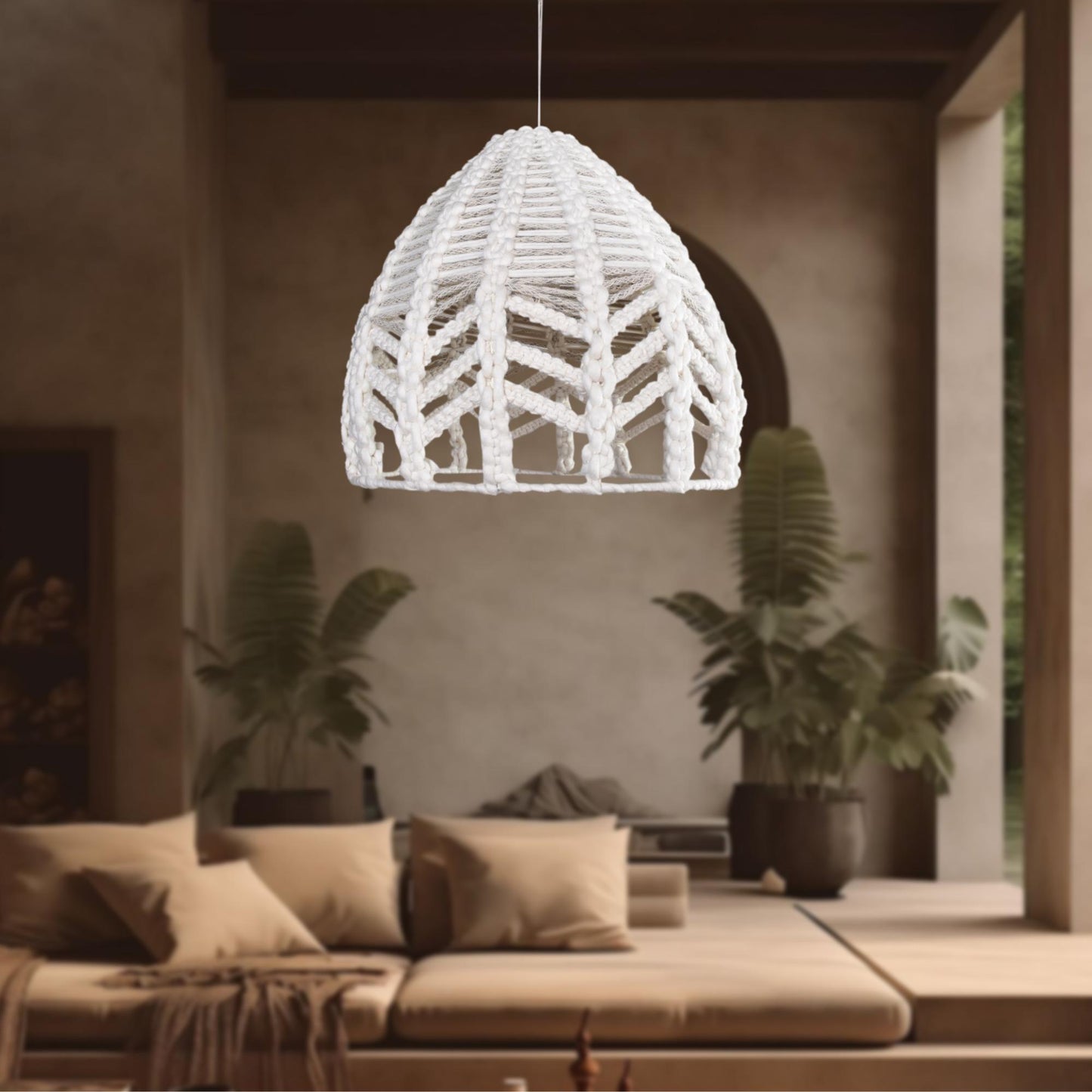 KAMARKA LAMP - IVORY/GREY - HAND MADE - WOOL/NZ WOOL