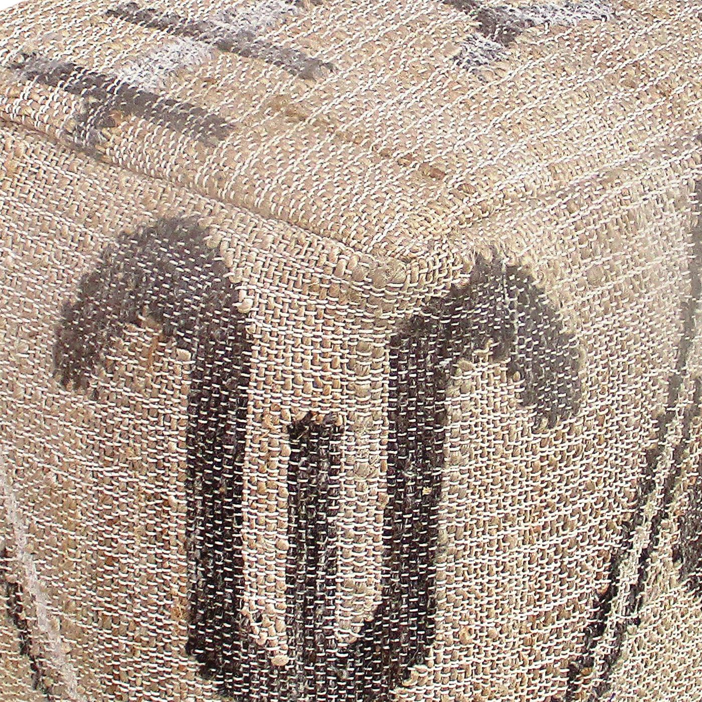 Kamarod Pouf, Jute, Wool, Natural, Punja, Flat Weave