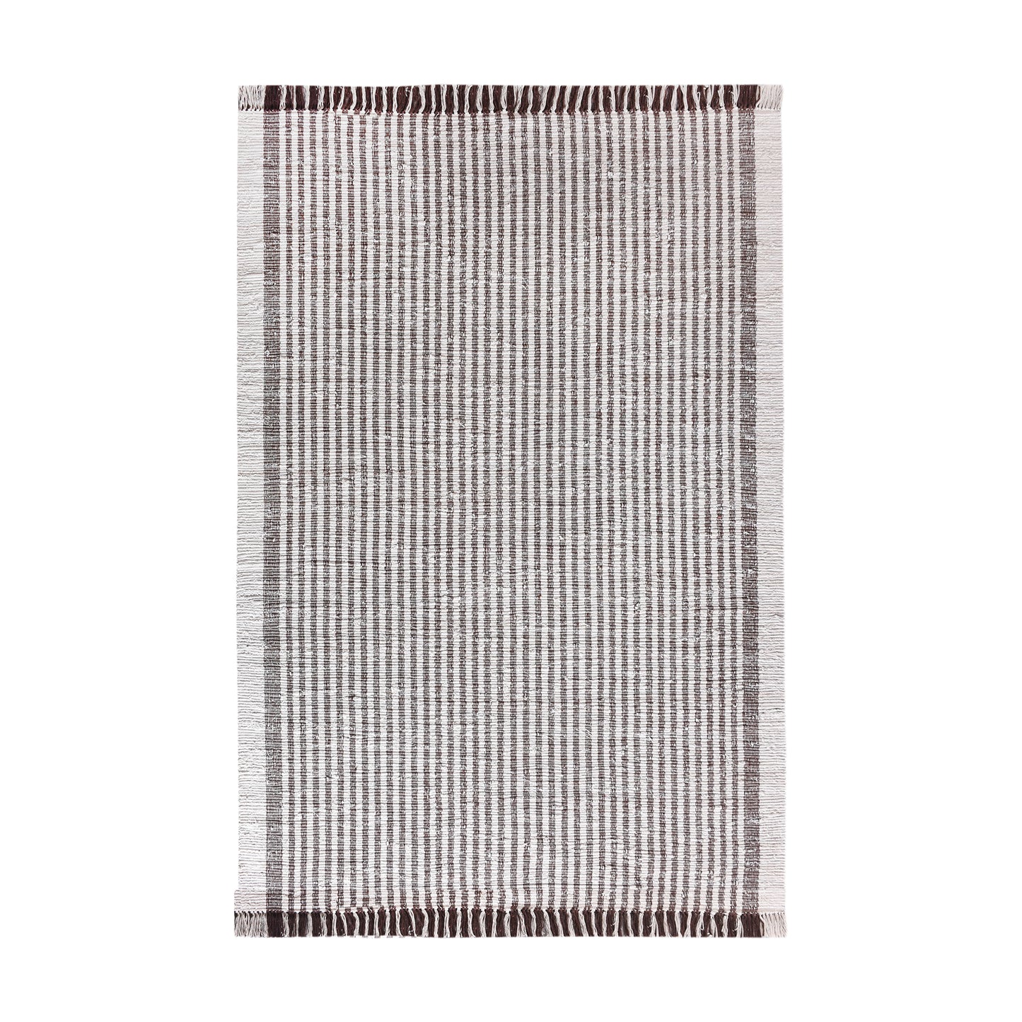 KAMEEL RUG - IVORY/BROWN - HAND WOVEN - COTTON DENIM