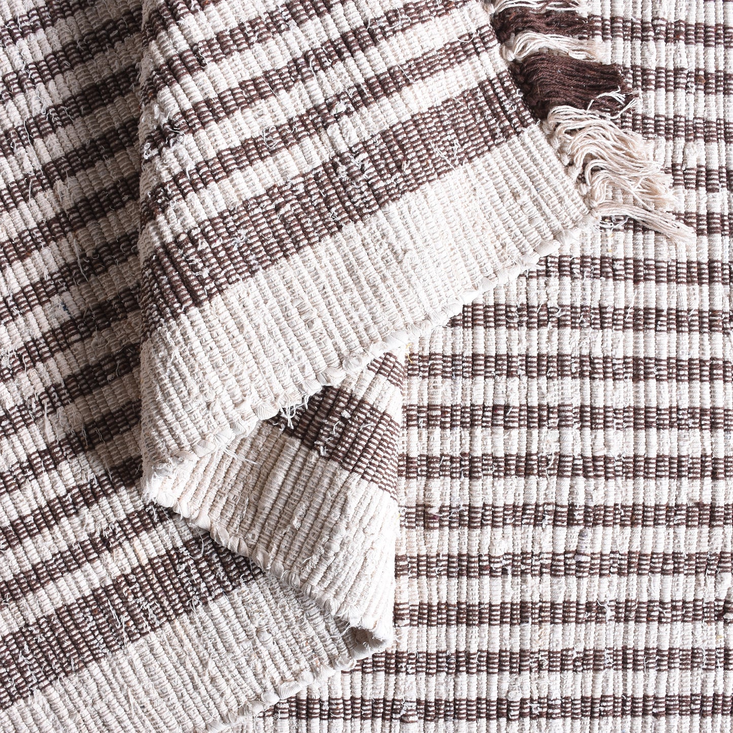 KAMEEL RUG - IVORY/BROWN - HAND WOVEN - COTTON DENIM