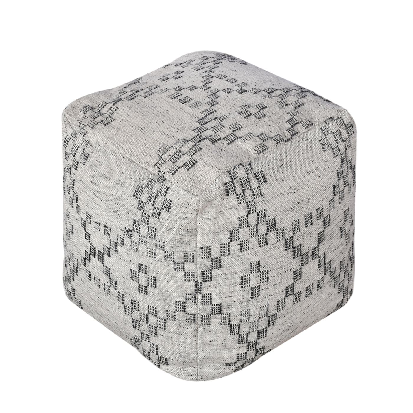 Kamla Pouf, Pet, Grey, Charcoal, Pitloom, Flat Weave