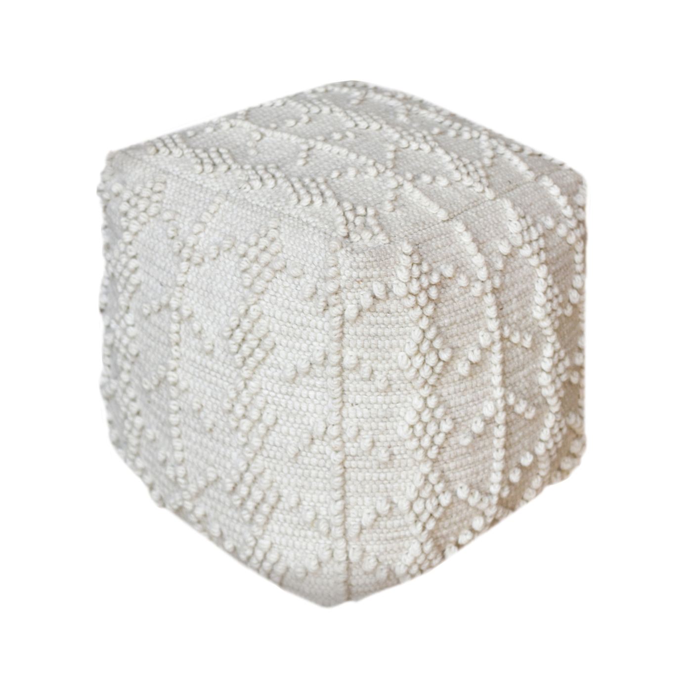Kandos Pouf, Wool, Natural White, Pitloom, All Loop