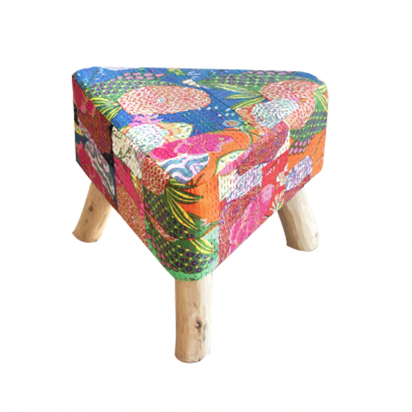 Kantha Stool, Cotton, Multi