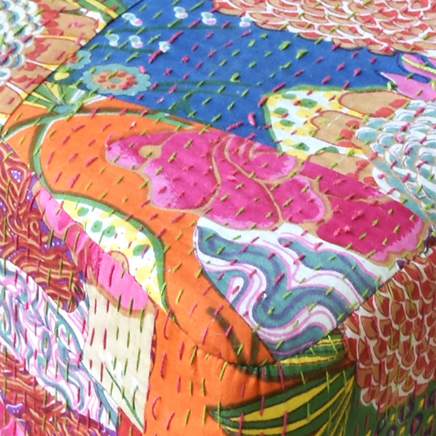 Kantha Stool, Cotton, Multi