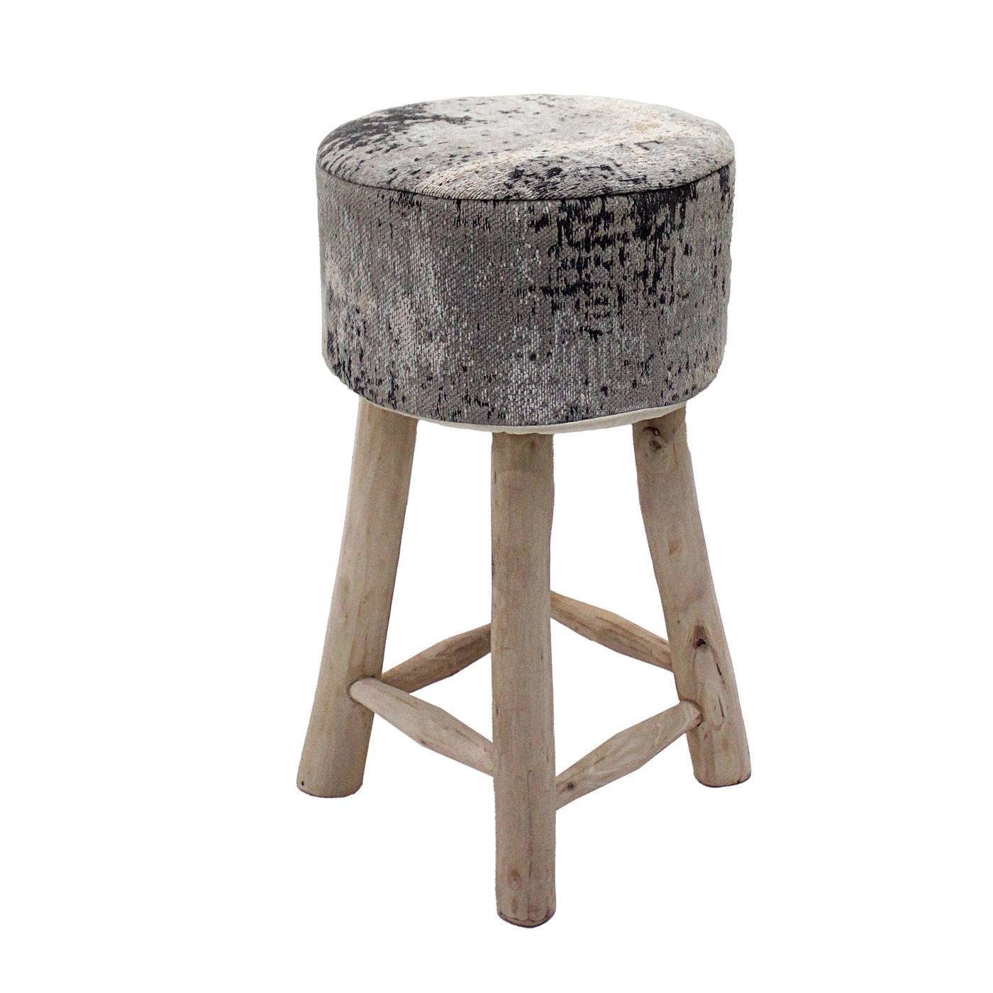 Kerona Bar Stool, 40x40x70 cm, Grey, Cotton Chenille, Jacquard Woven, Jaquard Durry, Flat Weave