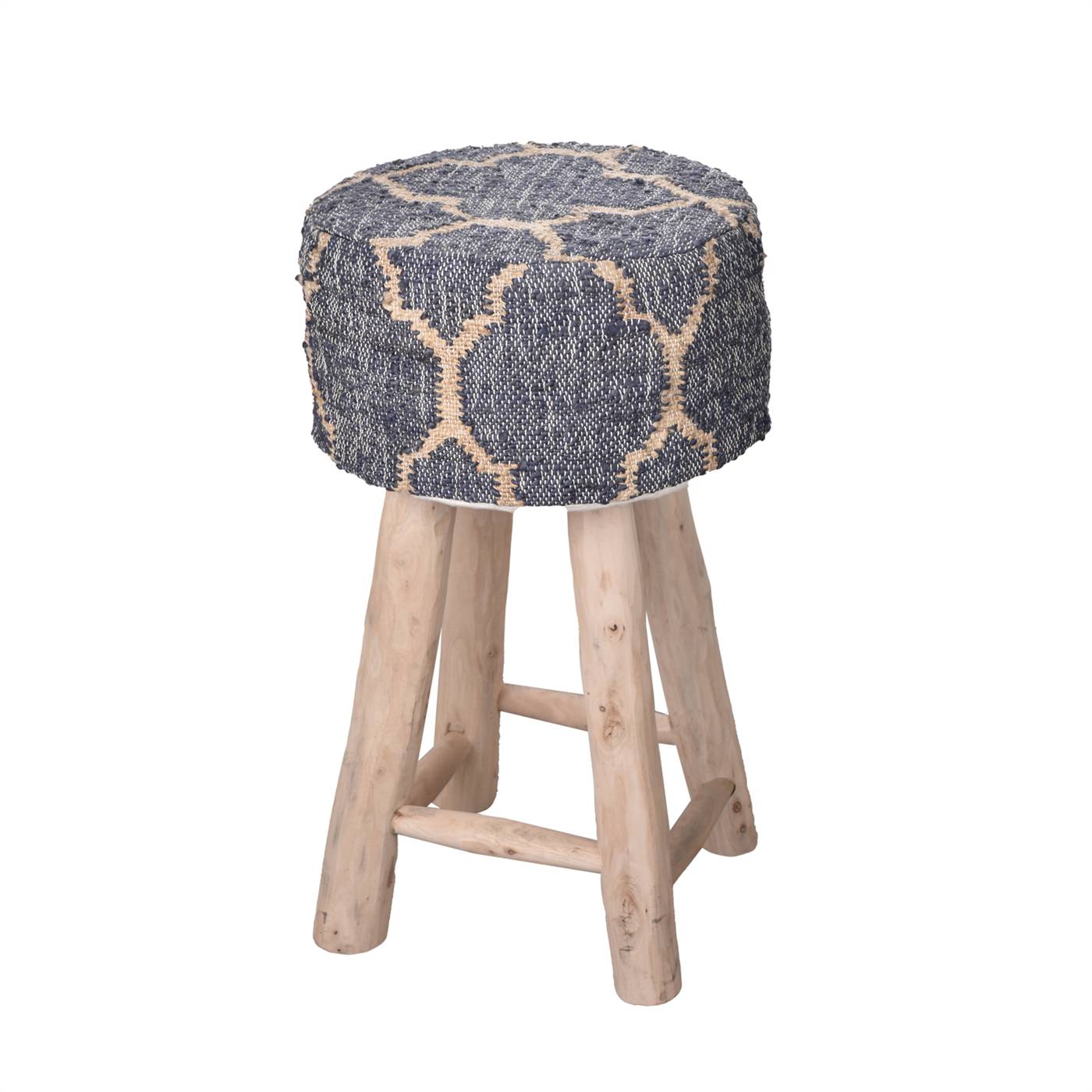 Khyber Bar Stool, 40x40x70 cm, Natural, Charcoal, Jute, Punja Kelim, Punja, Flat Weave