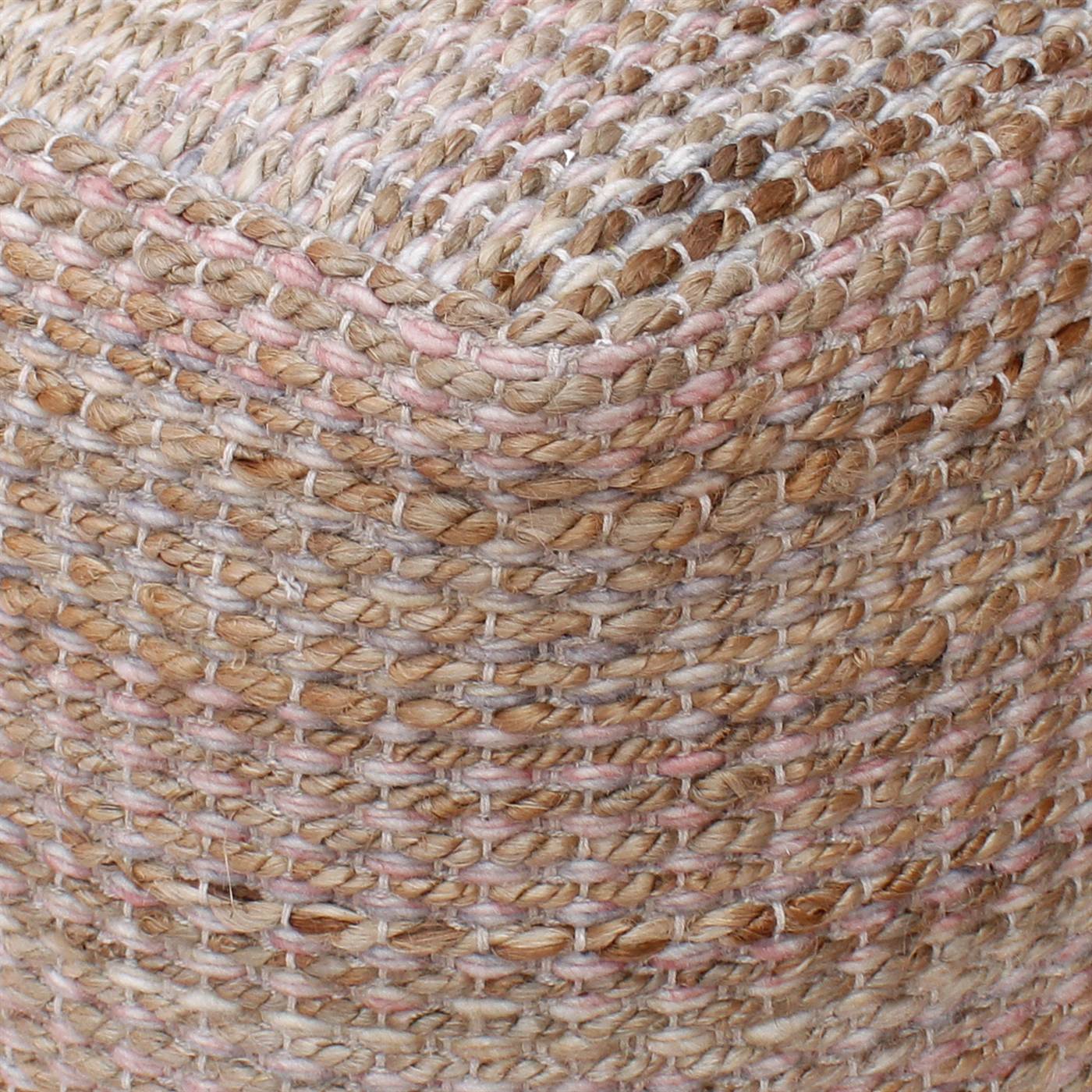 Kihnu Pouf, 40x40x40 cm, Natural, Multi, Jute, Wool Polyester Blend, Hand Woven, Pitloom, Flat Weave