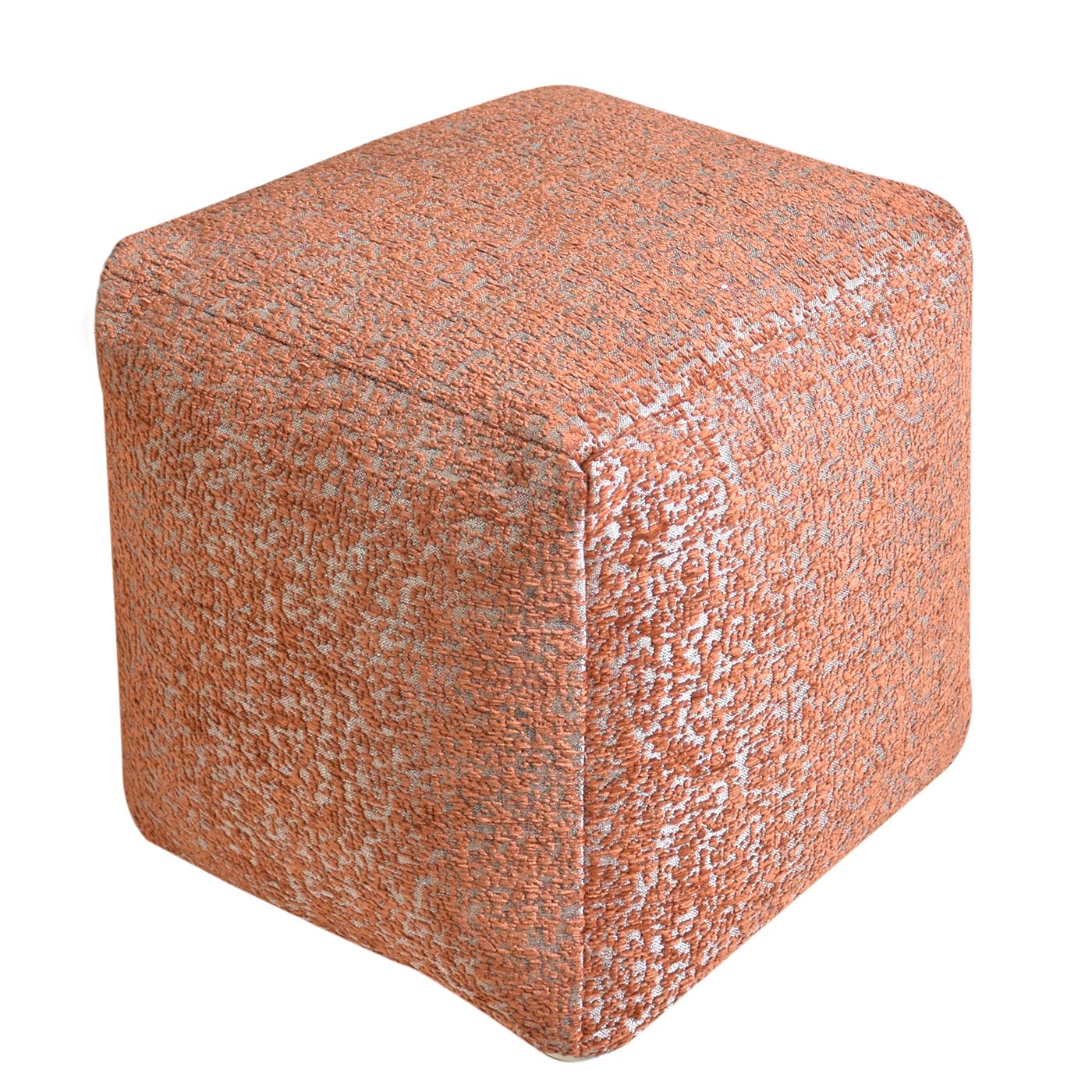 Kozani Pouf, Acrylic, Polyester, Terra, Jaquard Durry, Flat Weave