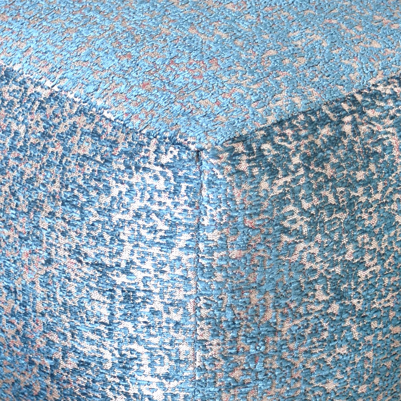 Kozani Pouf, Acrylic, Polyester, Aqua, Jaquard Durry, Flat Weave