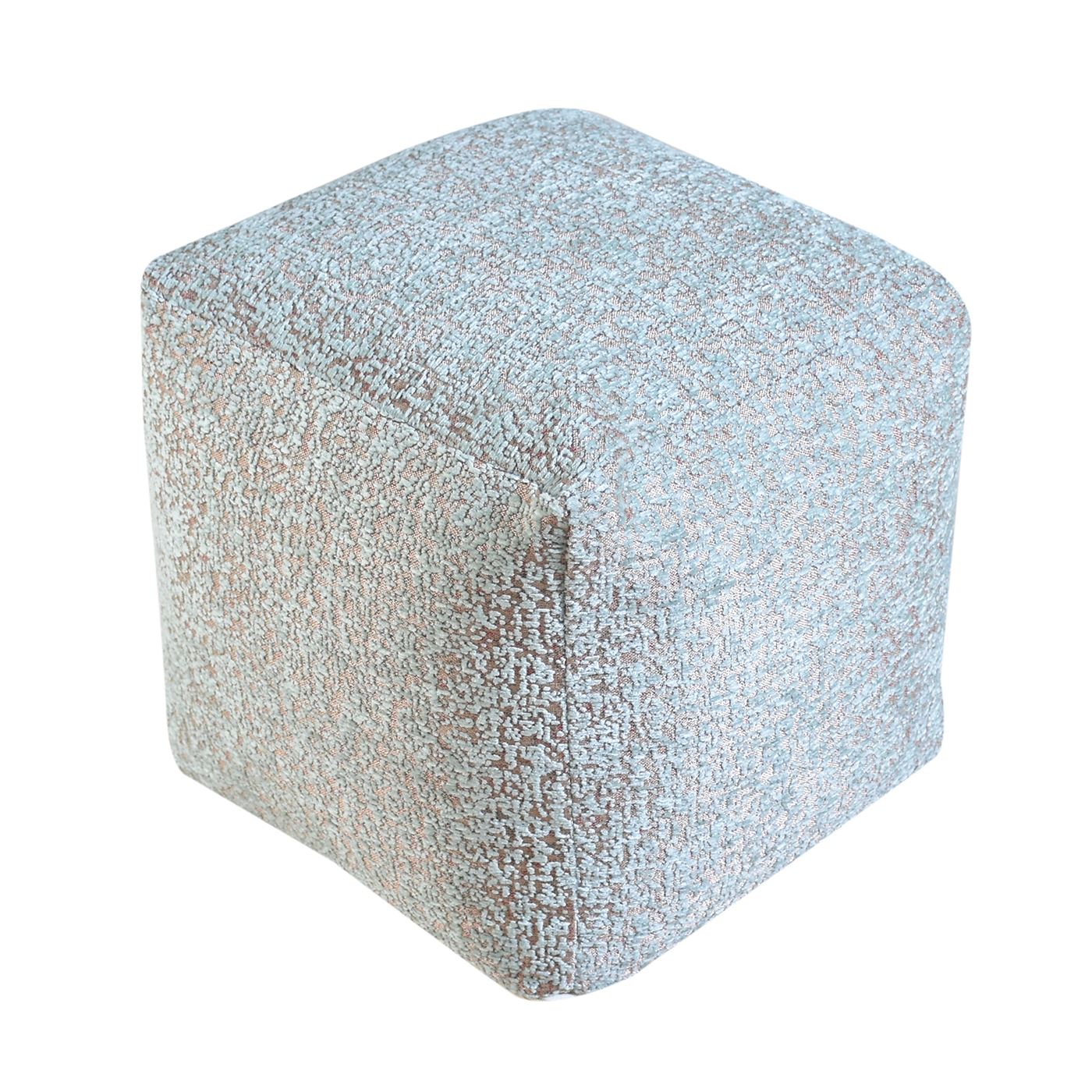 Kozani Pouf, Acrylic, Polyester, Emerald, Jaquard Durry, Flat Weave