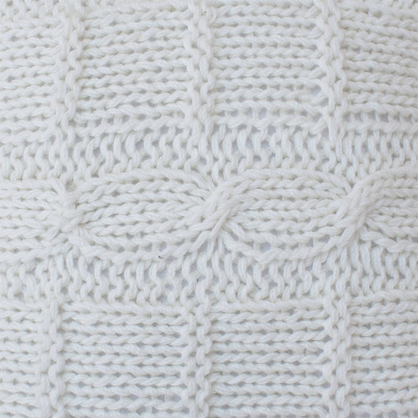 Laiban Cushion, 45x45 cm, Natural White, NZ Wool, Hand Knitted, Hm Knitted, Flat Weave