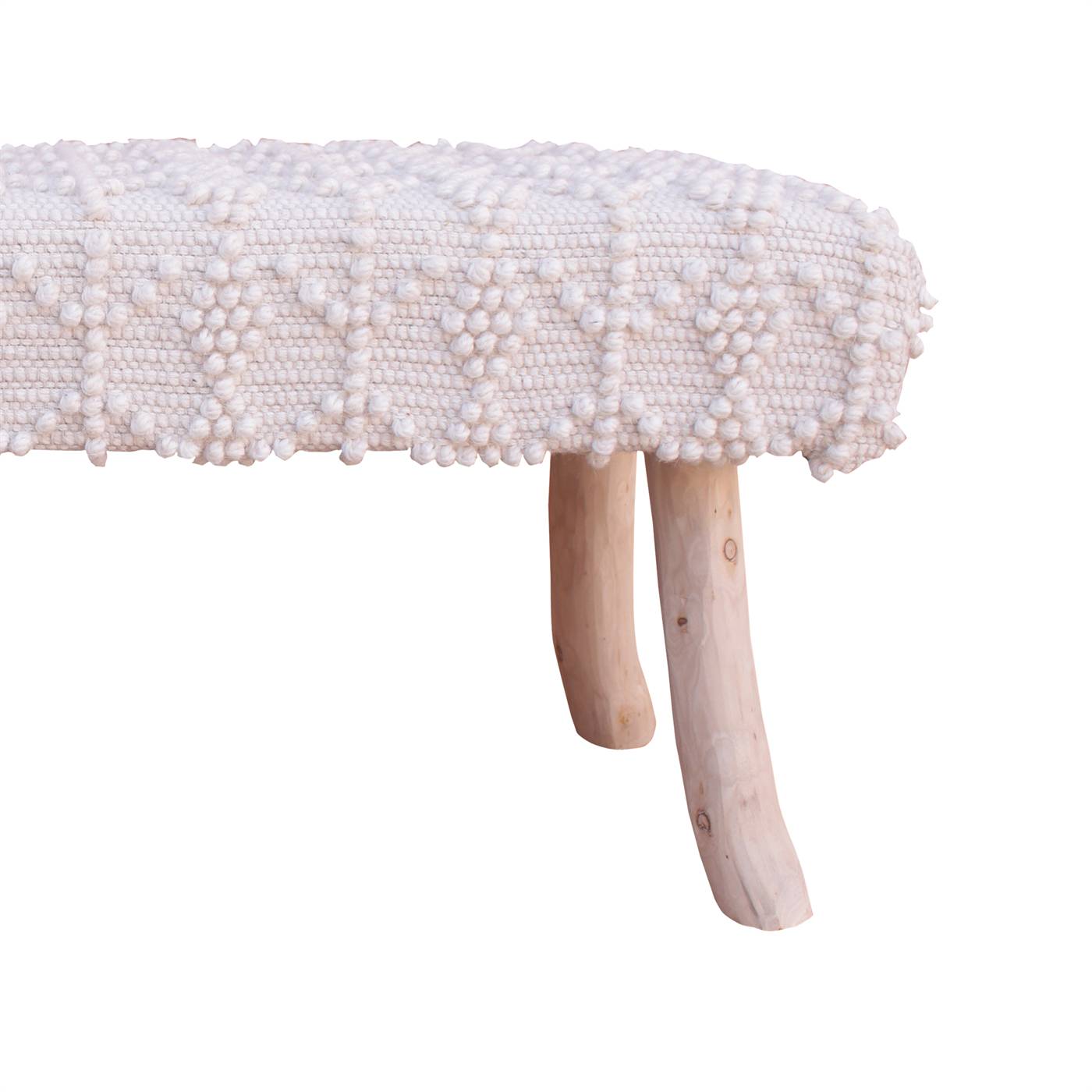 Leeward Bench, 120x40x50 cm, Natural, Natural White, Jute, Wool, Hand Woven, Pitloom, All Loop