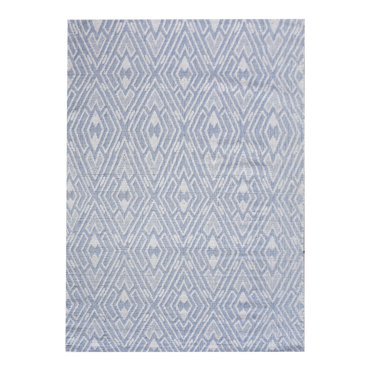 Area Rug, Bedroom Rug, Living Room Rug, Living Area Rug, Indian Rug, Office Carpet, Office Rug, Shop Rug Online, Wool, Natural White, Blue, Jaquard Durry, Flat Weave, Modern