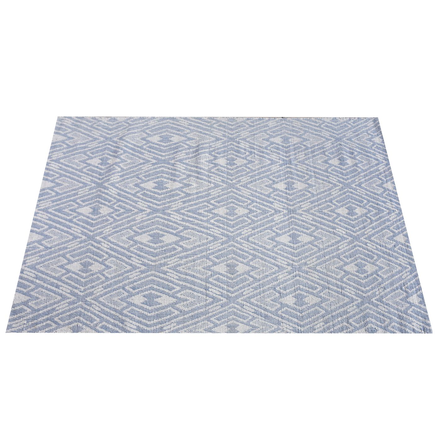 Area Rug, Bedroom Rug, Living Room Rug, Living Area Rug, Indian Rug, Office Carpet, Office Rug, Shop Rug Online, Wool, Natural White, Blue, Jaquard Durry, Flat Weave, Modern