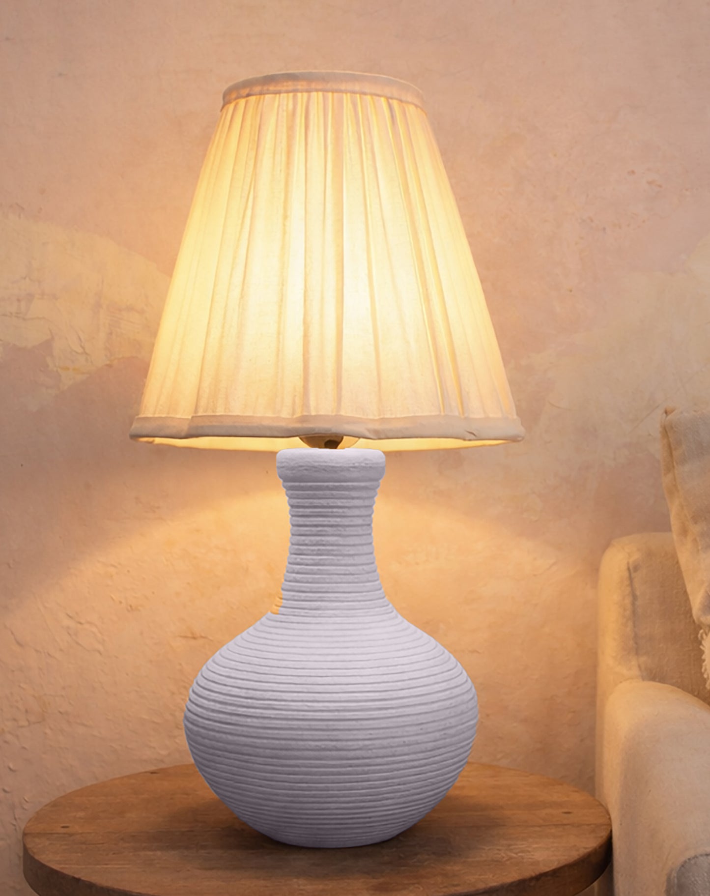 LAZZARO TABLE LAMP - IVORY - HAND MADE - COTTON
