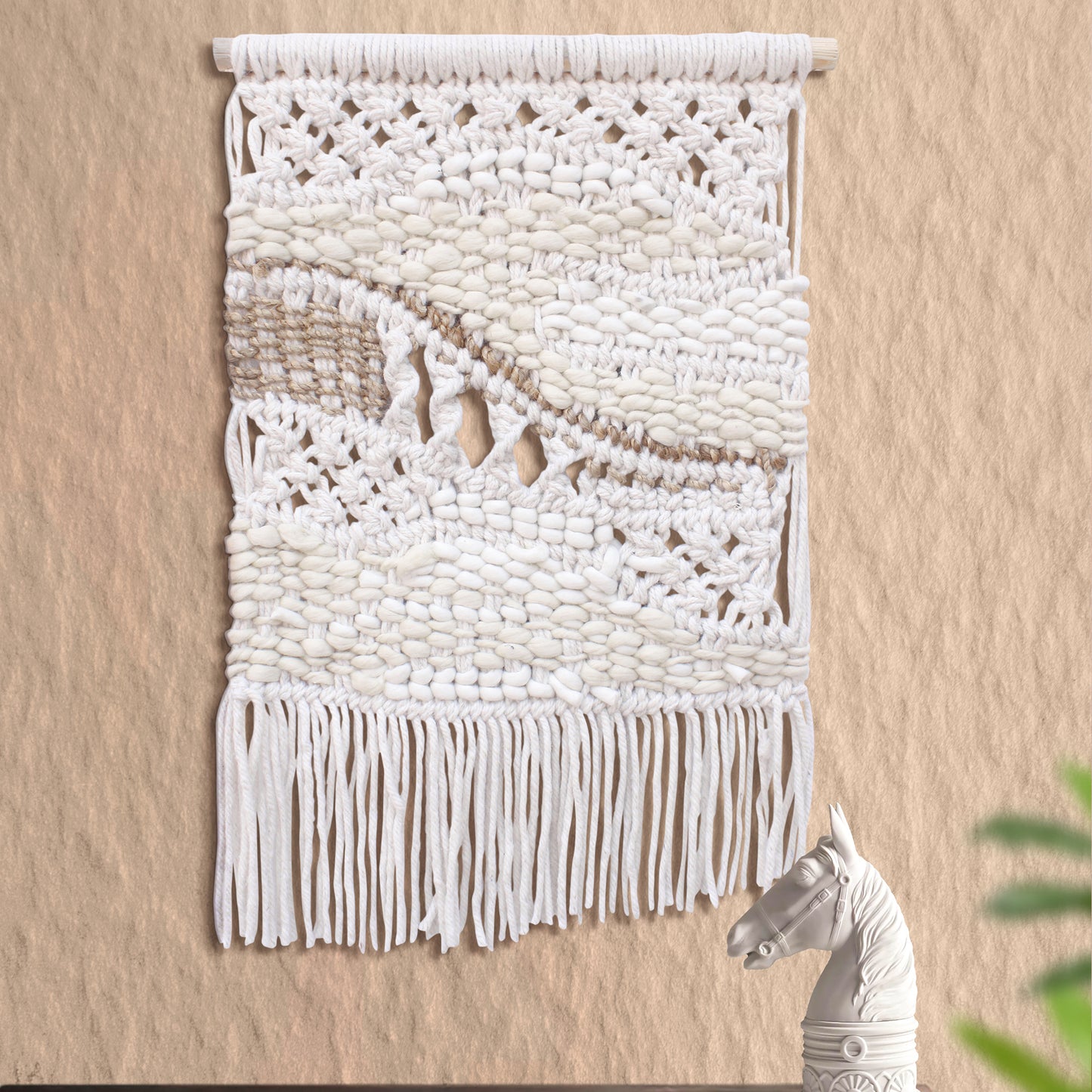 LOMASA WALL HANGING - IVORY/NATURAL - HAND KNITTED - WOOL