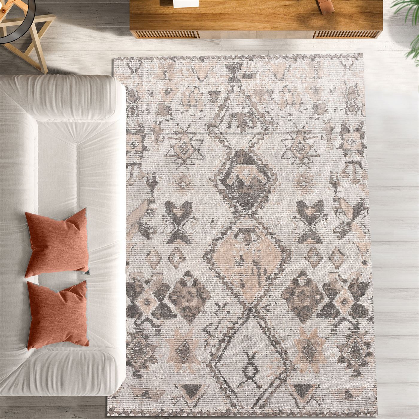 Area Rug, Bedroom Rug, Living Room Rug, Living Area Rug, Indian Rug, Office Carpet, Office Rug, Shop Rug Online, Wool Polyester Blend, Grey, Jaquard Durry, Flat Weave, tribal