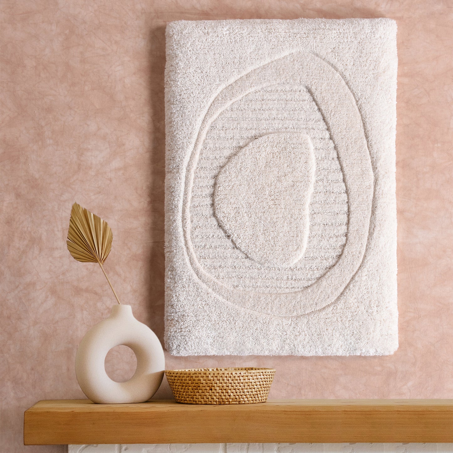 MADAKA WALL ART- SET OF 2 - IVORY - HAND TUFTED WOOL & MDF